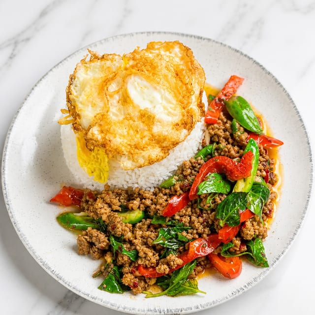 Krapow (Spicy Basil) Over Rice.